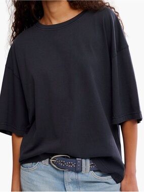 Free People Nina Crewneck Short-Sleeve Tee - Black, XS